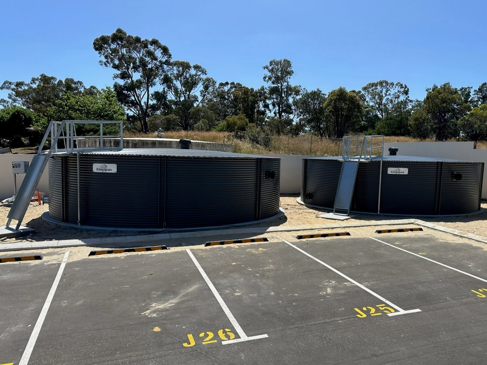 Rhino Steel Liner Tank on Parking Lot